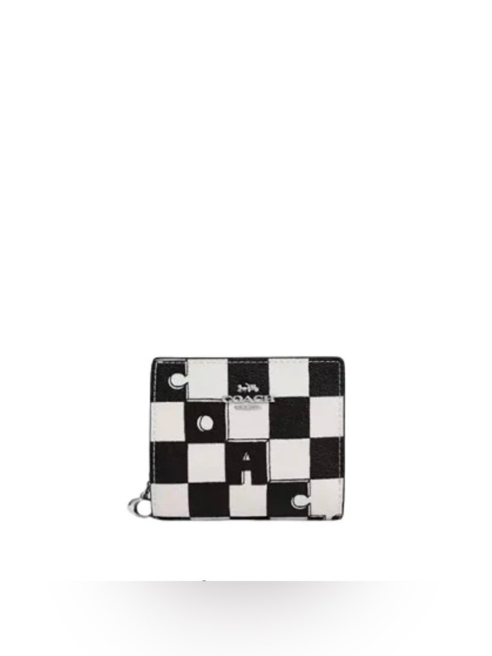 NWT Coach Snap Wallet Checkerboard Print, Black Chalk Multi/Silver